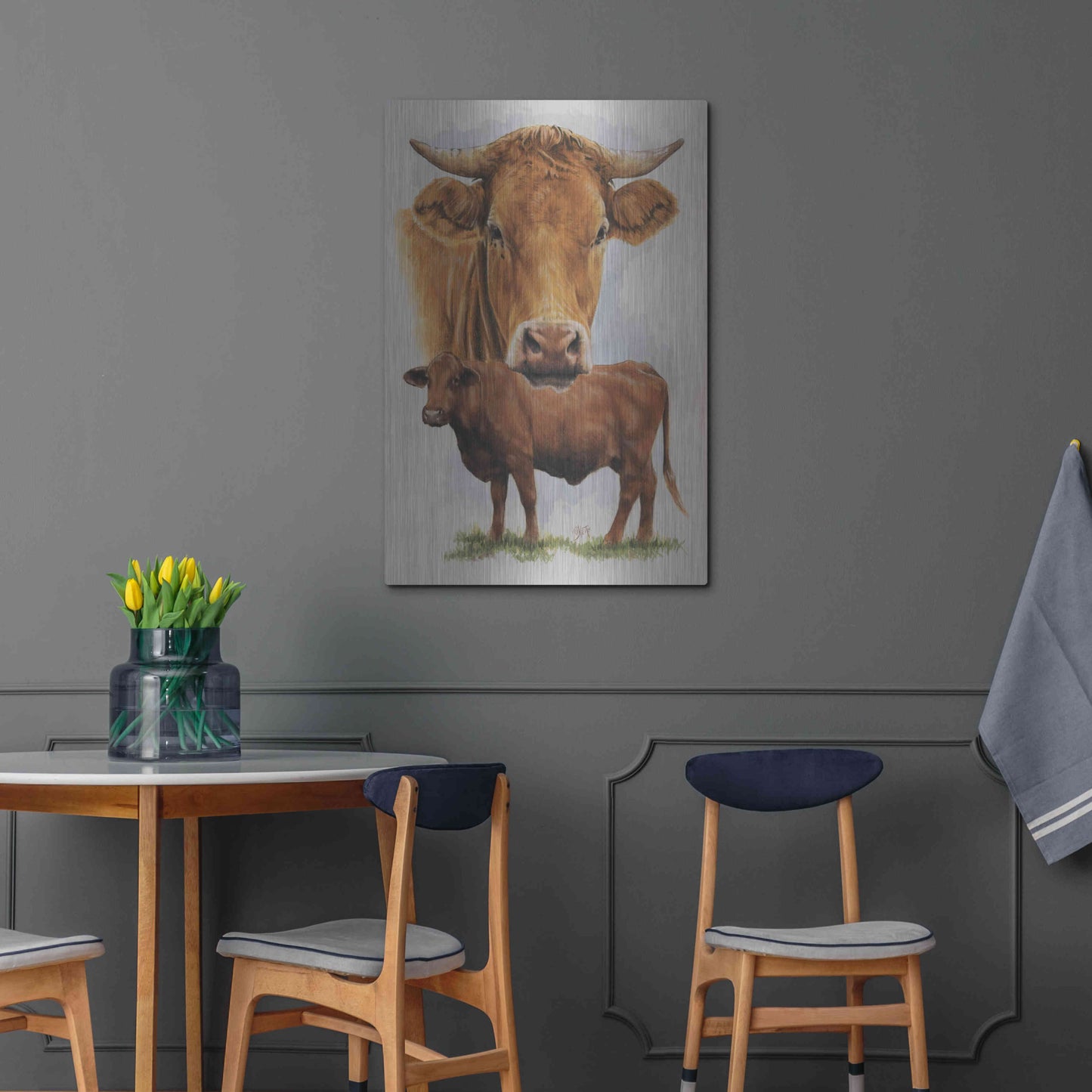 Luxe Metal Art 'Guernsey Cow' by Barbara Keith, Metal Wall Art,24x36