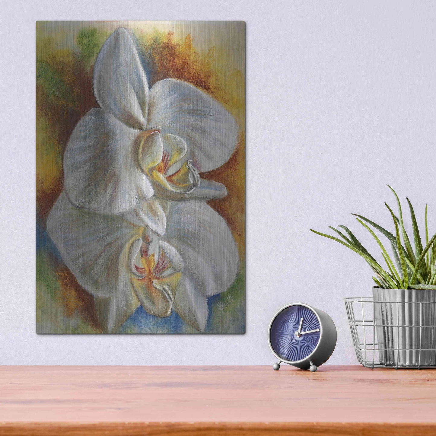 Luxe Metal Art 'Evening Orchid' by Barbara Keith, Metal Wall Art,12x16