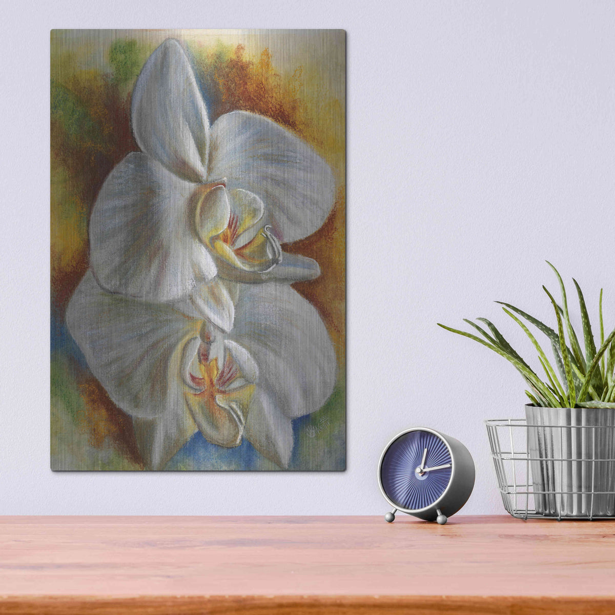 Luxe Metal Art 'Evening Orchid' by Barbara Keith, Metal Wall Art,12x16
