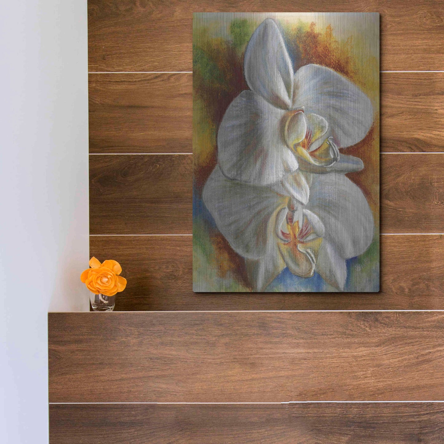 Luxe Metal Art 'Evening Orchid' by Barbara Keith, Metal Wall Art,12x16