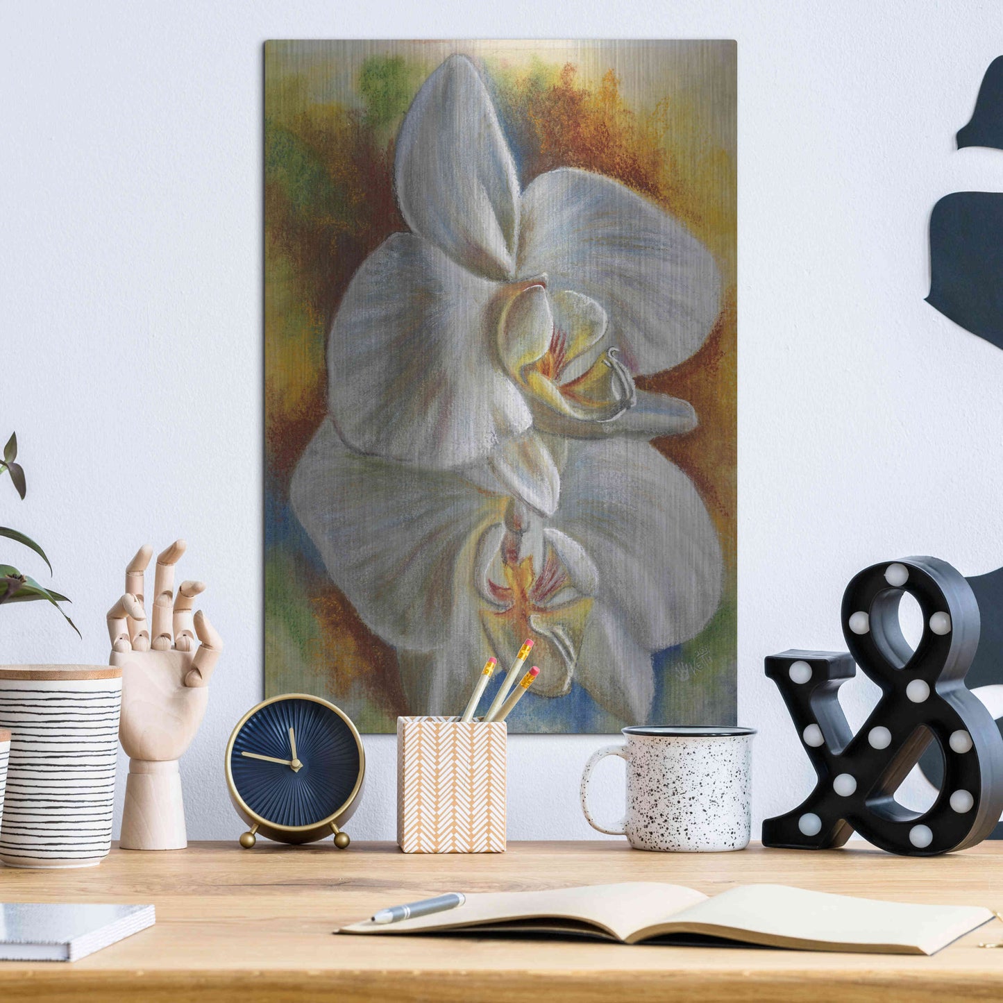 Luxe Metal Art 'Evening Orchid' by Barbara Keith, Metal Wall Art,12x16