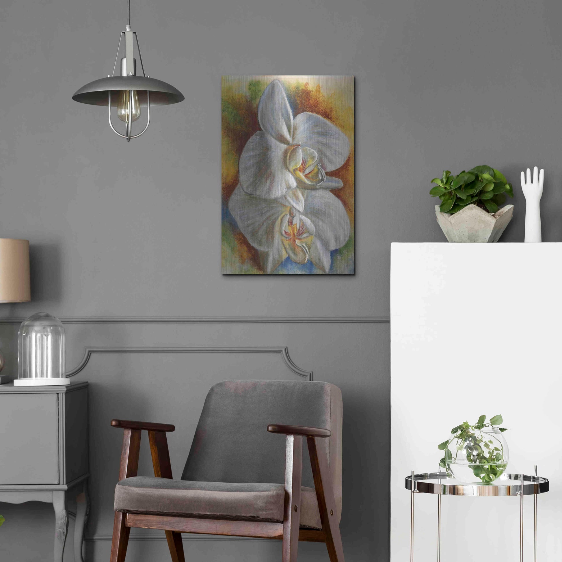 Luxe Metal Art 'Evening Orchid' by Barbara Keith, Metal Wall Art,16x24