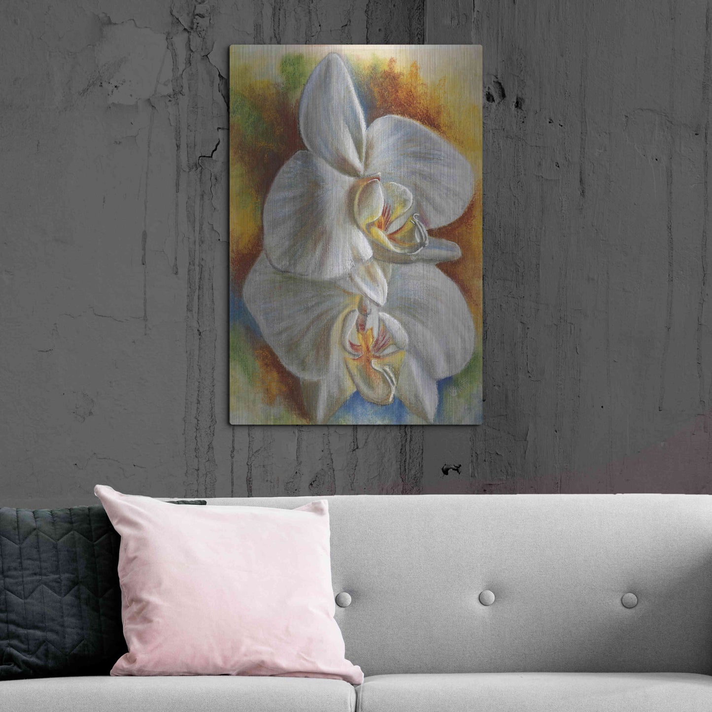 Luxe Metal Art 'Evening Orchid' by Barbara Keith, Metal Wall Art,24x36