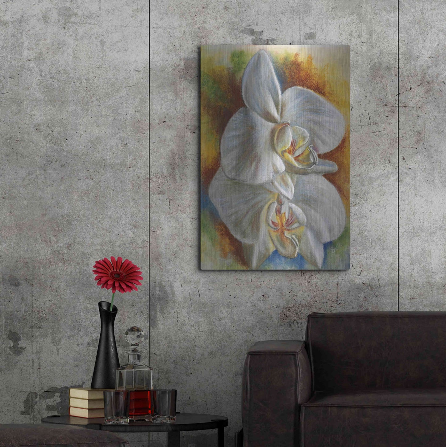 Luxe Metal Art 'Evening Orchid' by Barbara Keith, Metal Wall Art,24x36