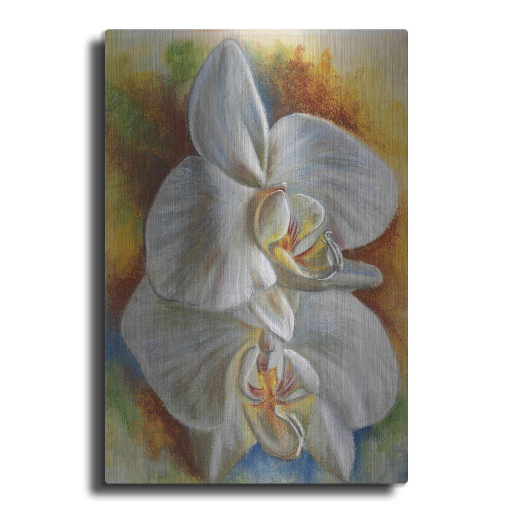 Luxe Metal Art 'Evening Orchid' by Barbara Keith, Metal Wall Art