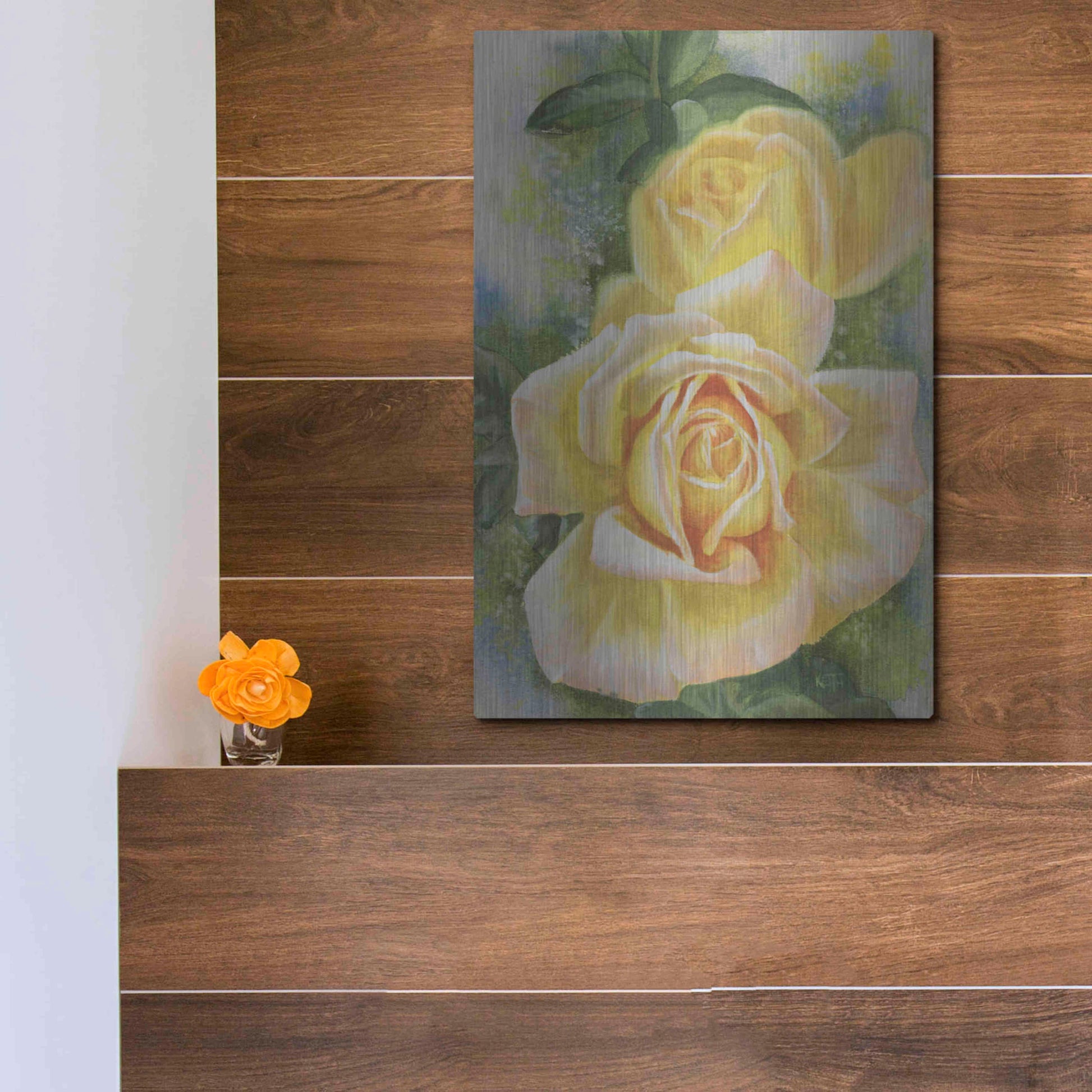 Luxe Metal Art 'Peace Rose' by Barbara Keith, Metal Wall Art,12x16