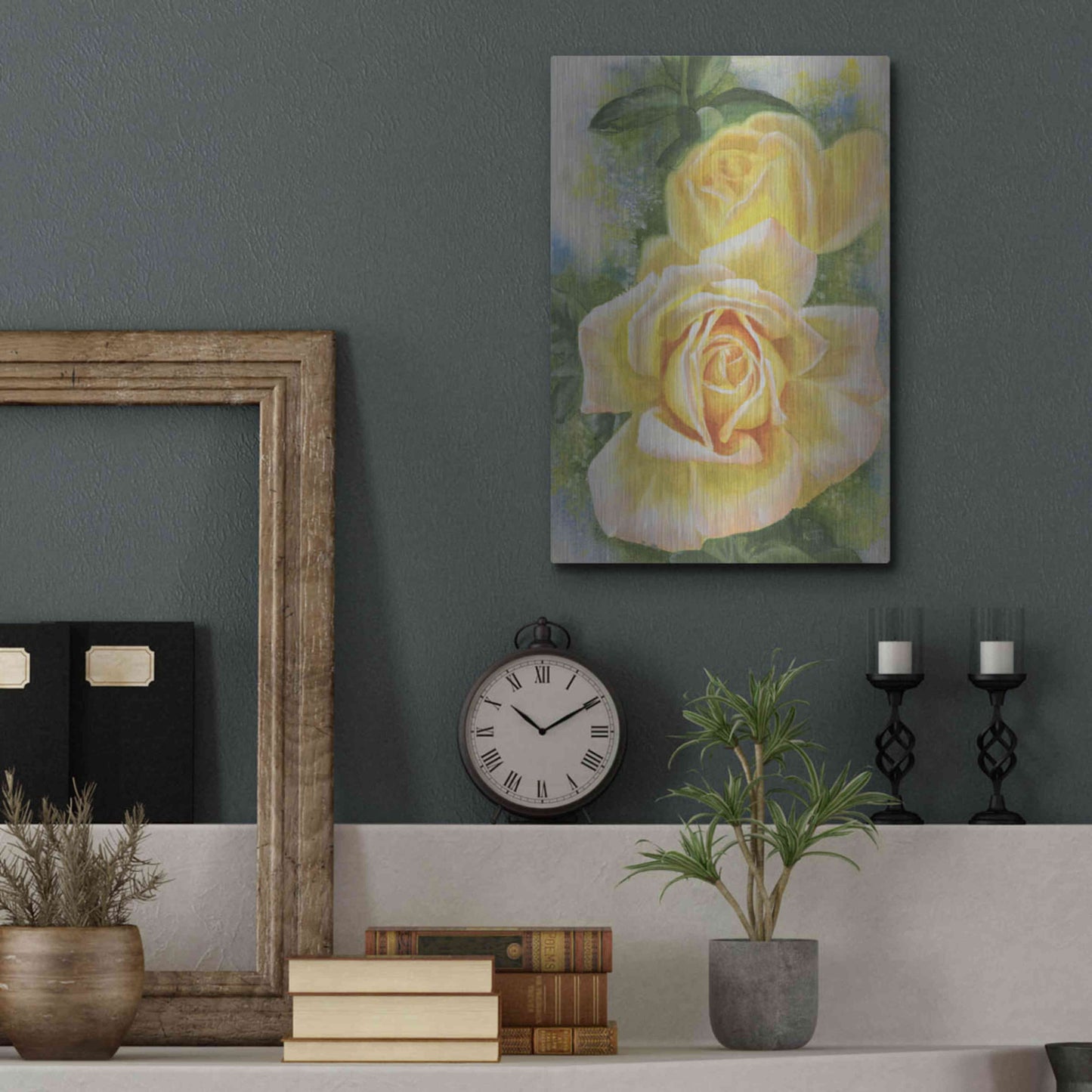 Luxe Metal Art 'Peace Rose' by Barbara Keith, Metal Wall Art,12x16