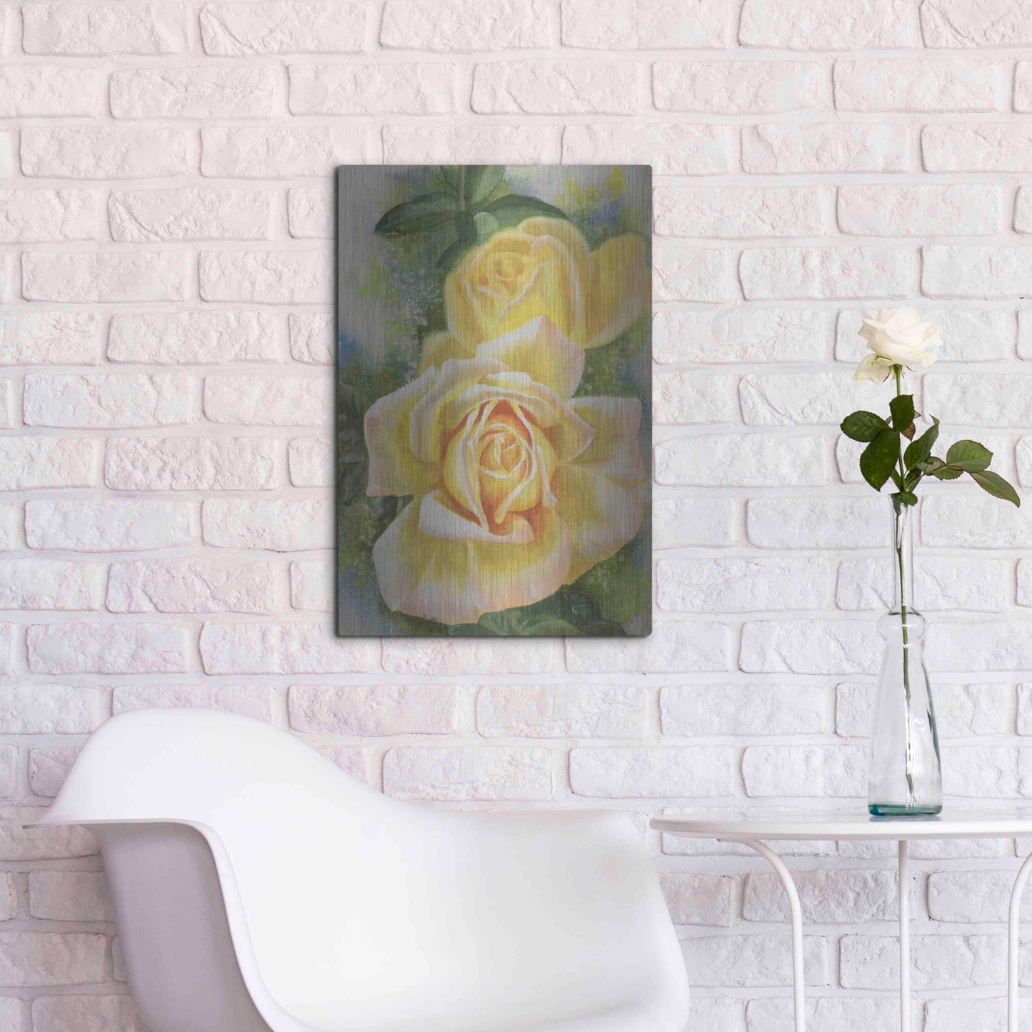 Luxe Metal Art 'Peace Rose' by Barbara Keith, Metal Wall Art,16x24