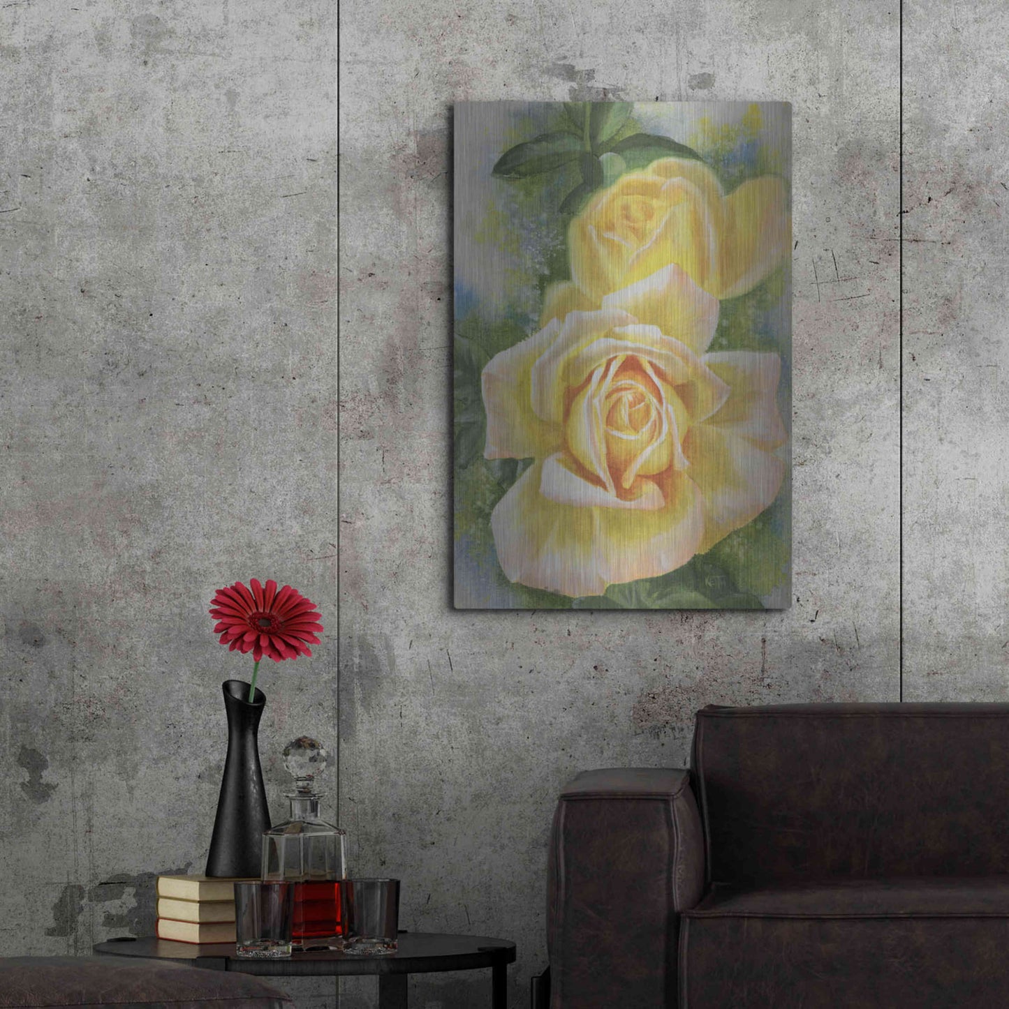 Luxe Metal Art 'Peace Rose' by Barbara Keith, Metal Wall Art,24x36