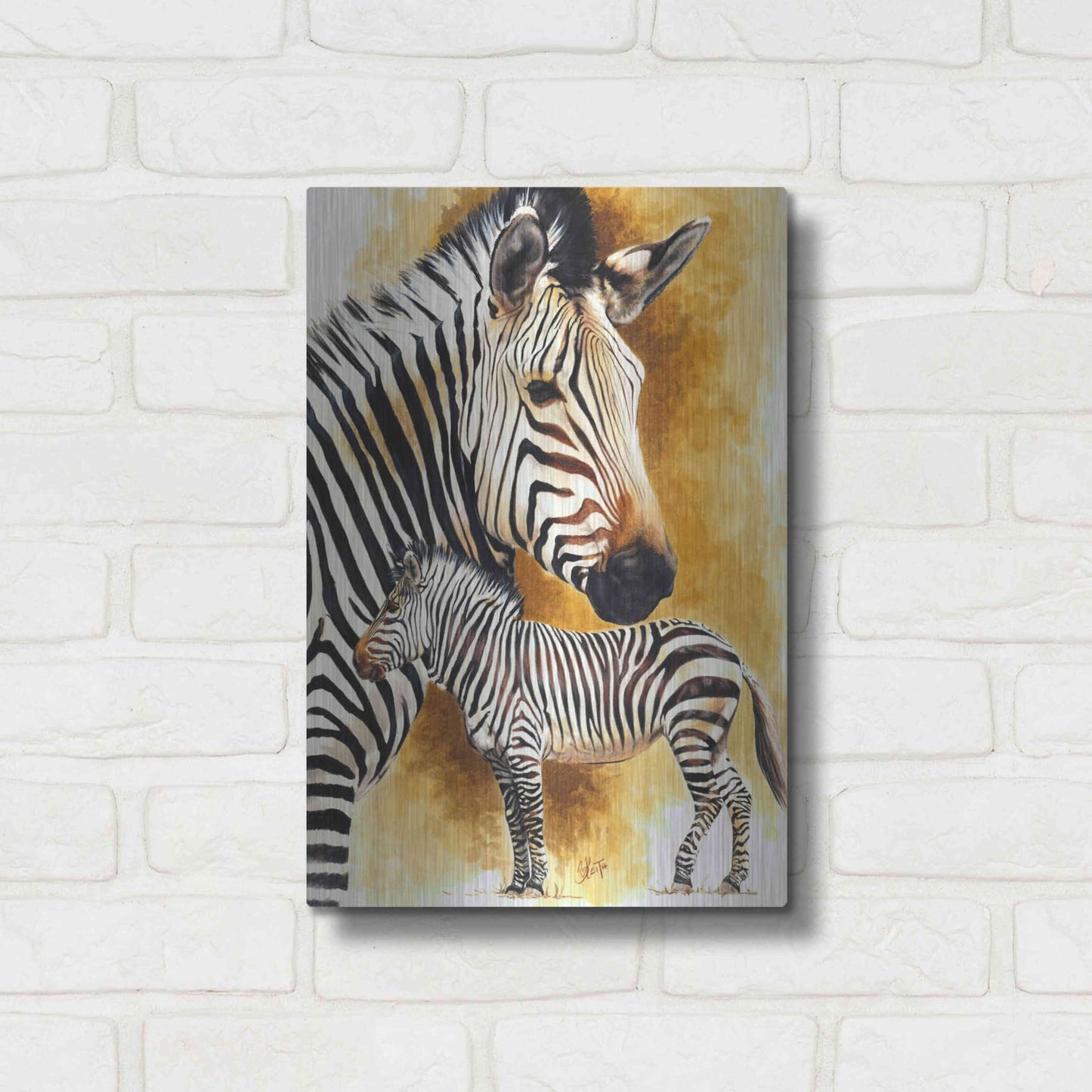 Luxe Metal Art 'Mountain Zebra' by Barbara Keith, Metal Wall Art,12x16