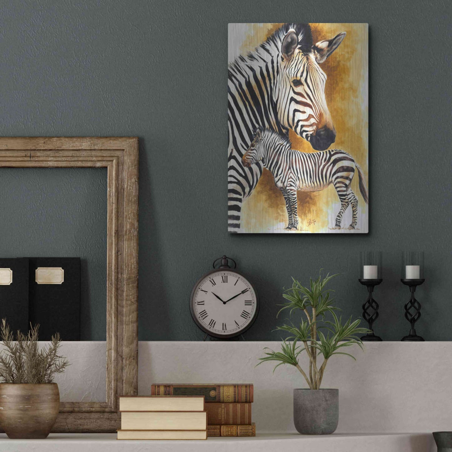 Luxe Metal Art 'Mountain Zebra' by Barbara Keith, Metal Wall Art,12x16