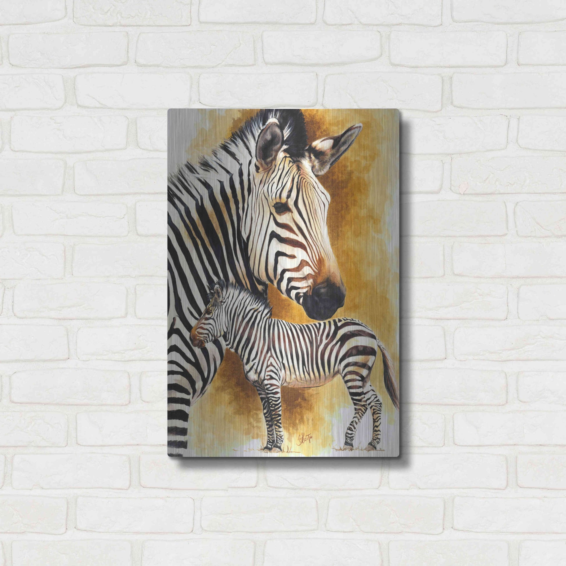 Luxe Metal Art 'Mountain Zebra' by Barbara Keith, Metal Wall Art,16x24