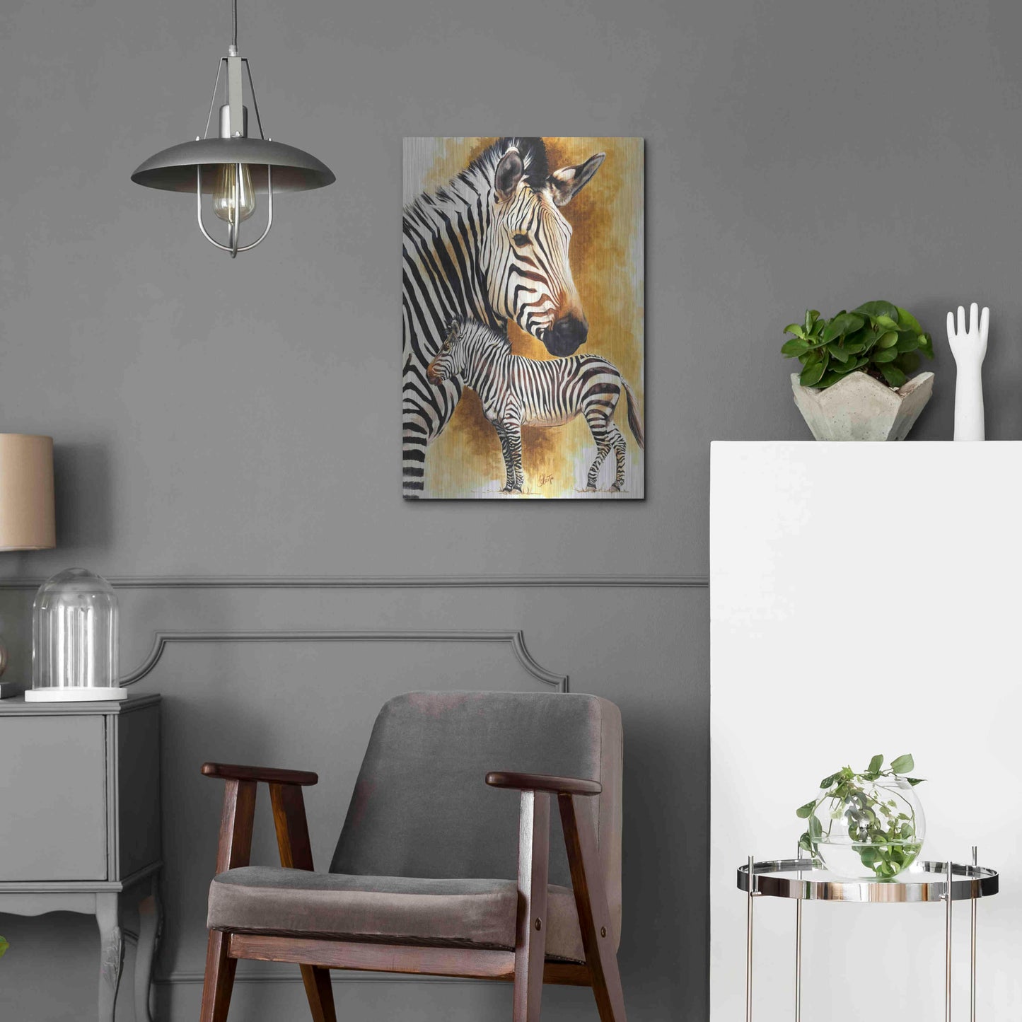 Luxe Metal Art 'Mountain Zebra' by Barbara Keith, Metal Wall Art,16x24