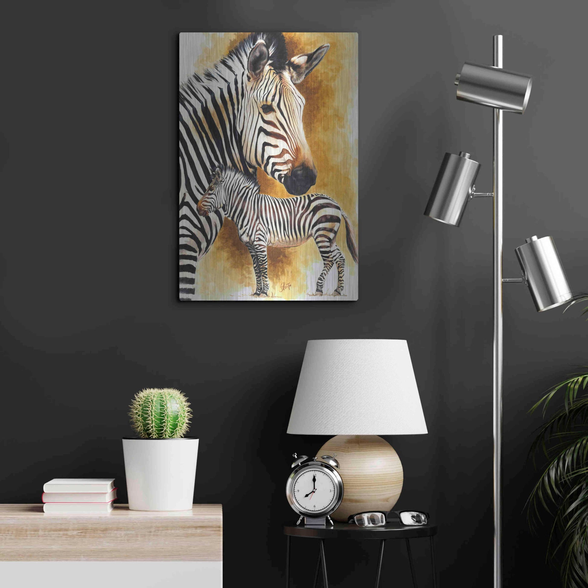 Luxe Metal Art 'Mountain Zebra' by Barbara Keith, Metal Wall Art,16x24