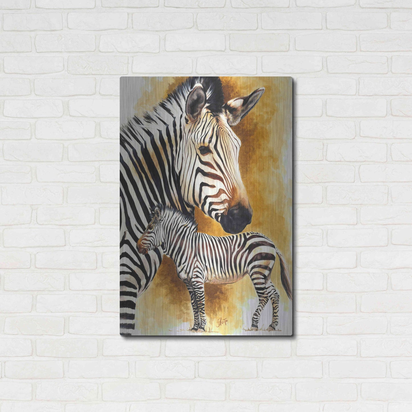 Luxe Metal Art 'Mountain Zebra' by Barbara Keith, Metal Wall Art,24x36