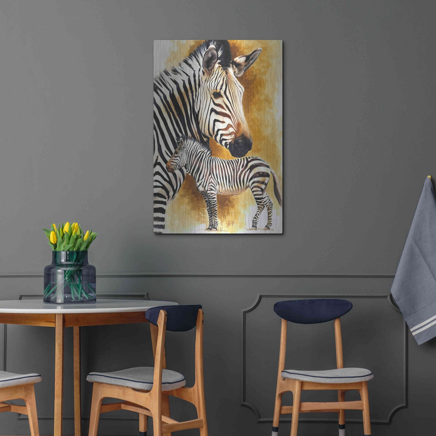 Luxe Metal Art 'Mountain Zebra' by Barbara Keith, Metal Wall Art,24x36