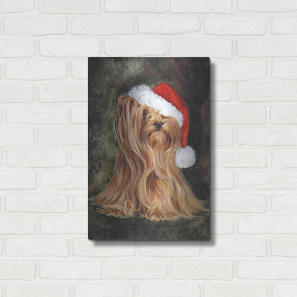 Luxe Metal Art 'Noel - Yorkshire Terrier' by Barbara Keith, Metal Wall Art,16x24