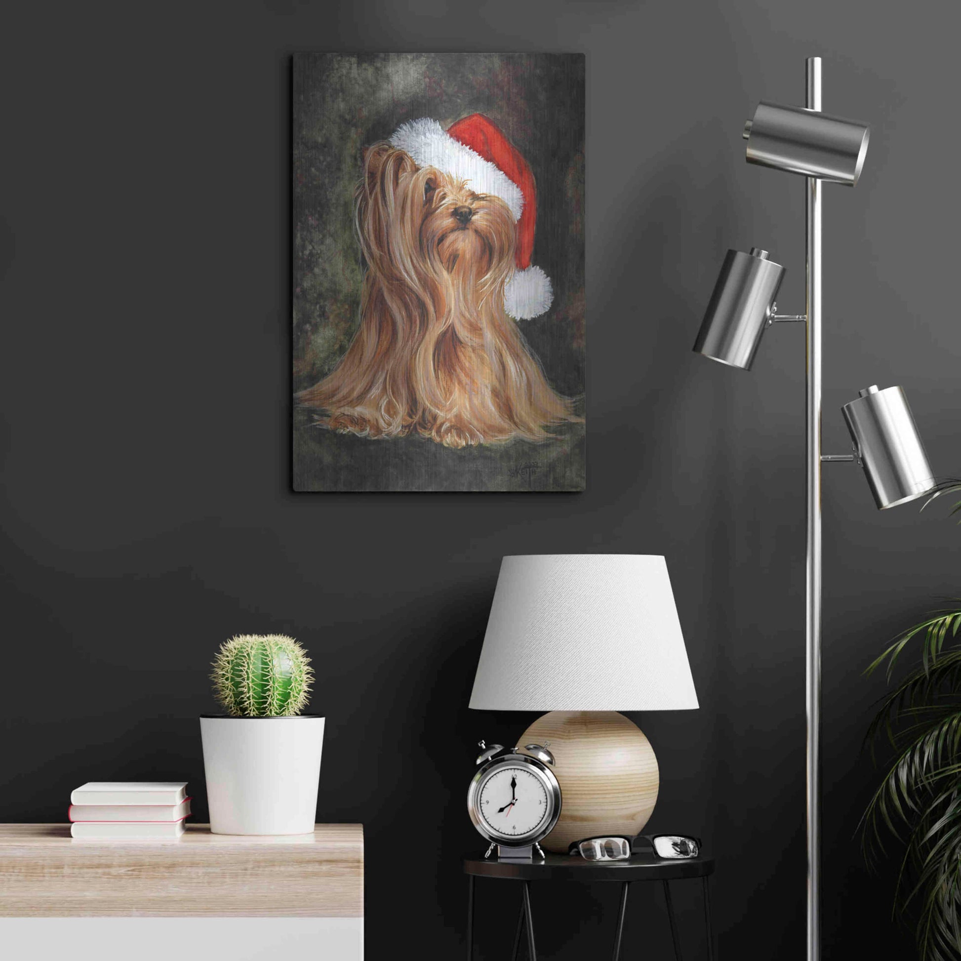 Luxe Metal Art 'Noel - Yorkshire Terrier' by Barbara Keith, Metal Wall Art,16x24