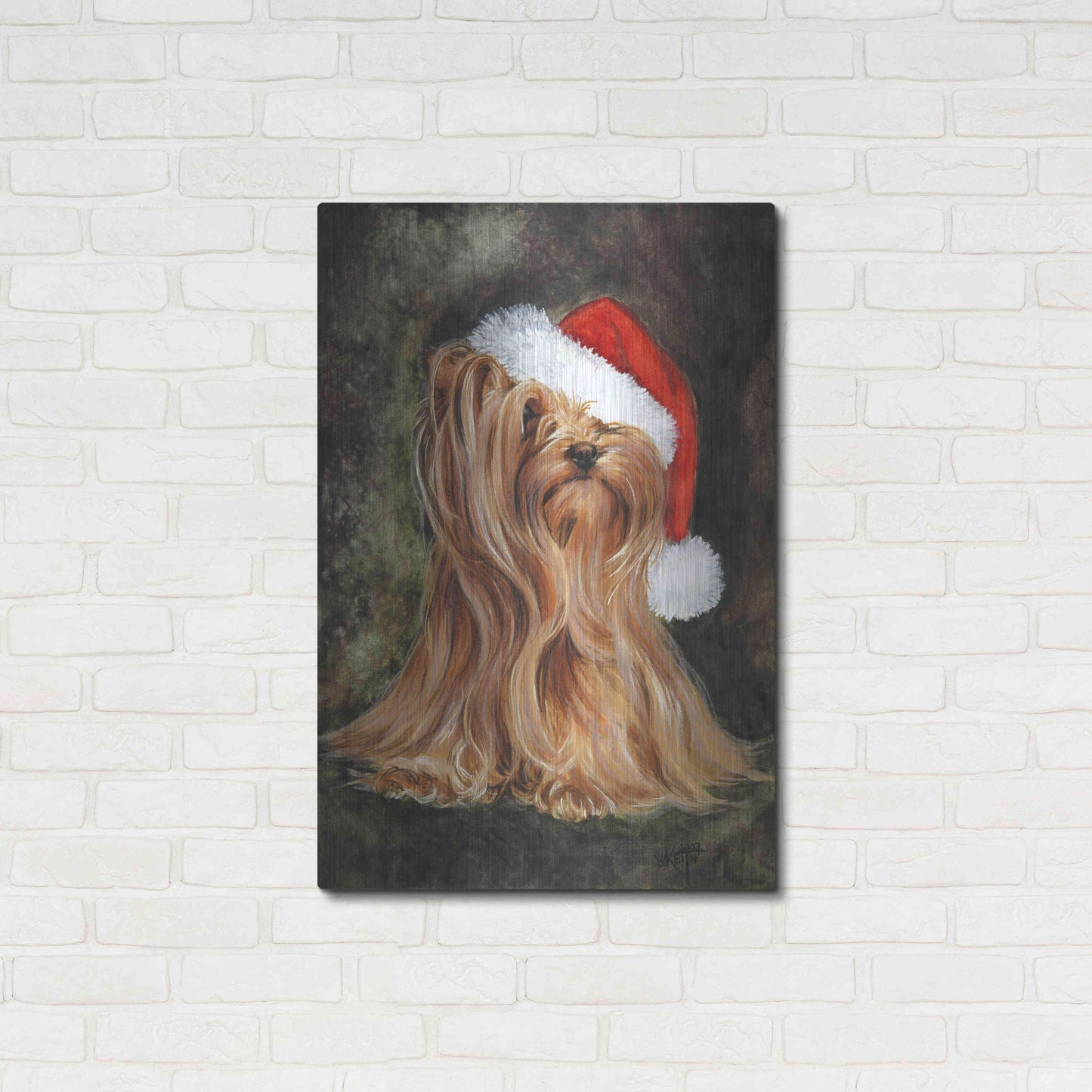 Luxe Metal Art 'Noel - Yorkshire Terrier' by Barbara Keith, Metal Wall Art,24x36