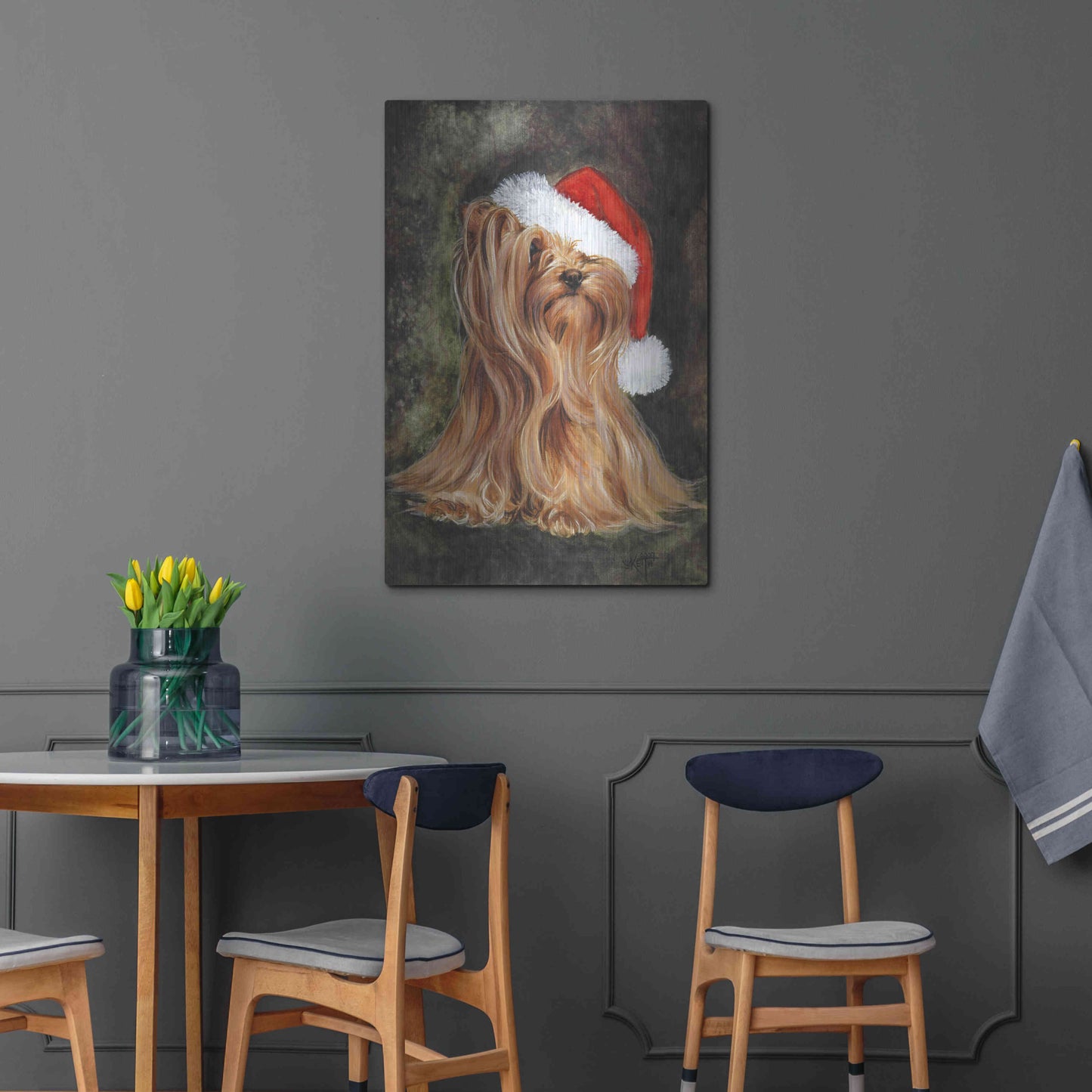 Luxe Metal Art 'Noel - Yorkshire Terrier' by Barbara Keith, Metal Wall Art,24x36