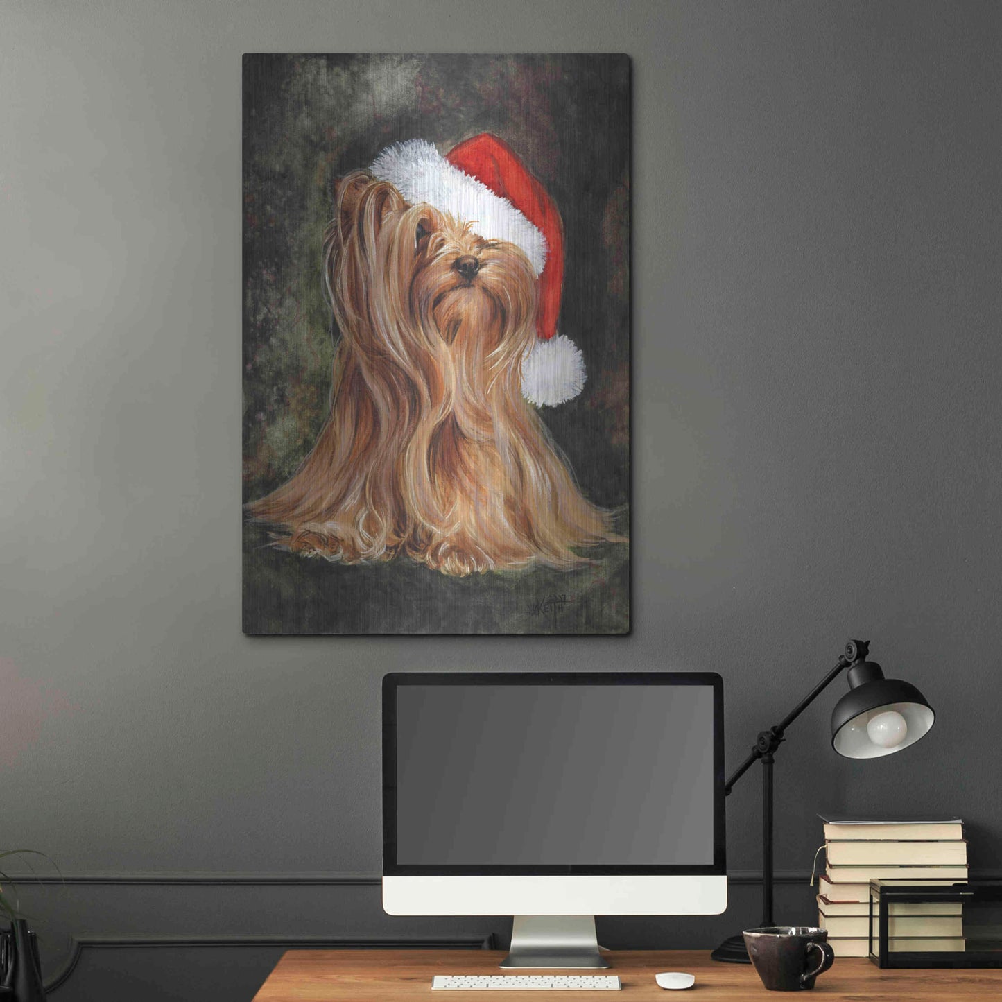 Luxe Metal Art 'Noel - Yorkshire Terrier' by Barbara Keith, Metal Wall Art,24x36