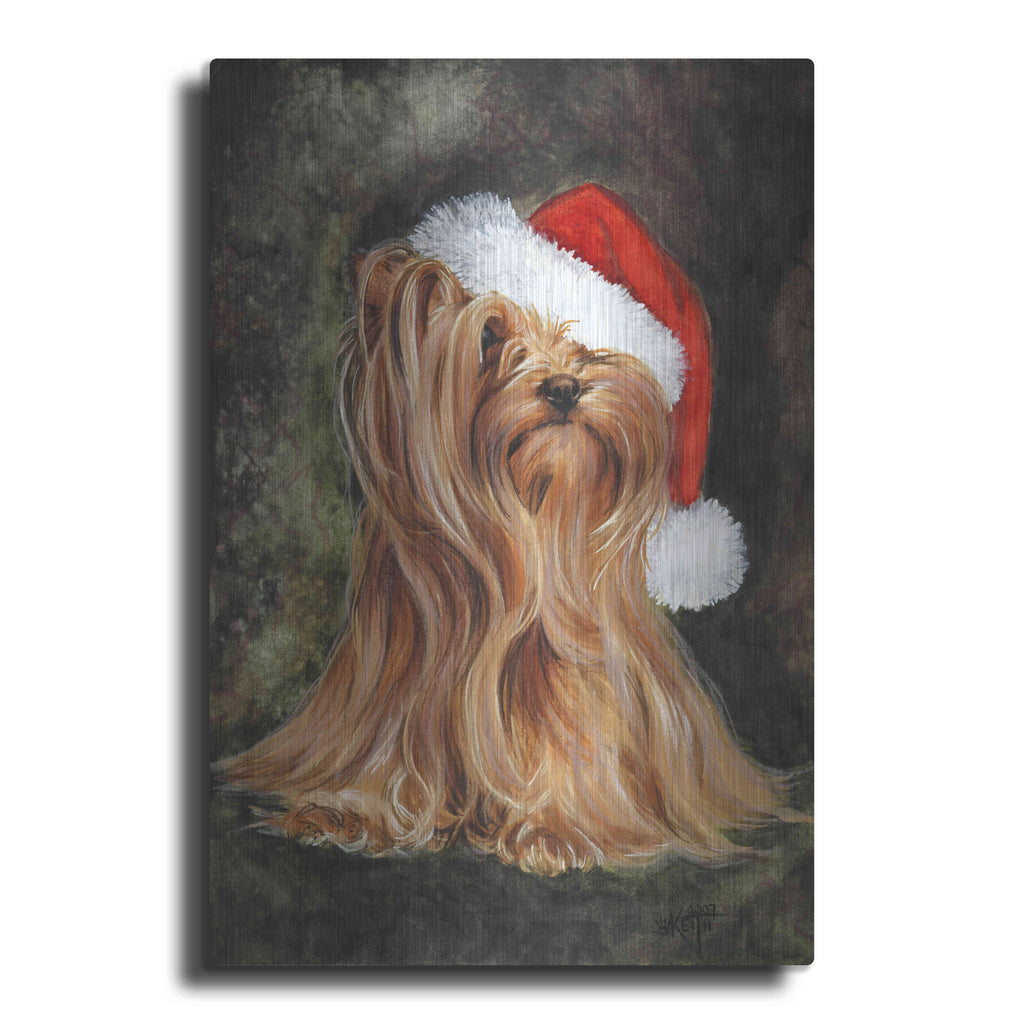 Luxe Metal Art 'Noel - Yorkshire Terrier' by Barbara Keith, Metal Wall Art