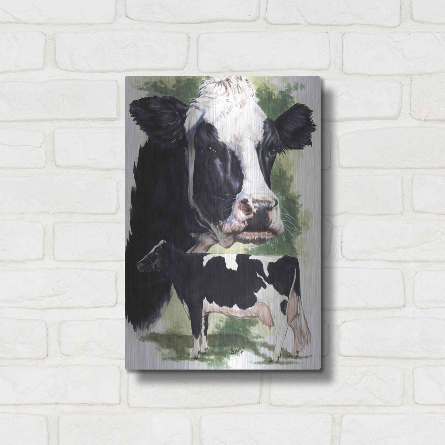 Luxe Metal Art 'Holstein Cow' by Barbara Keith, Metal Wall Art,12x16