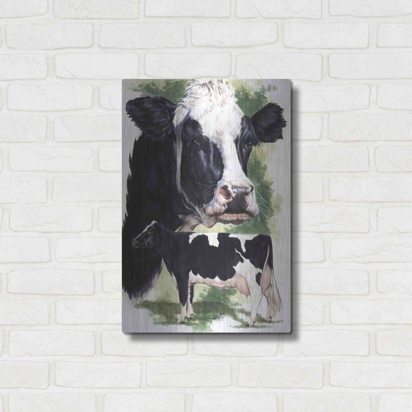Luxe Metal Art 'Holstein Cow' by Barbara Keith, Metal Wall Art,16x24