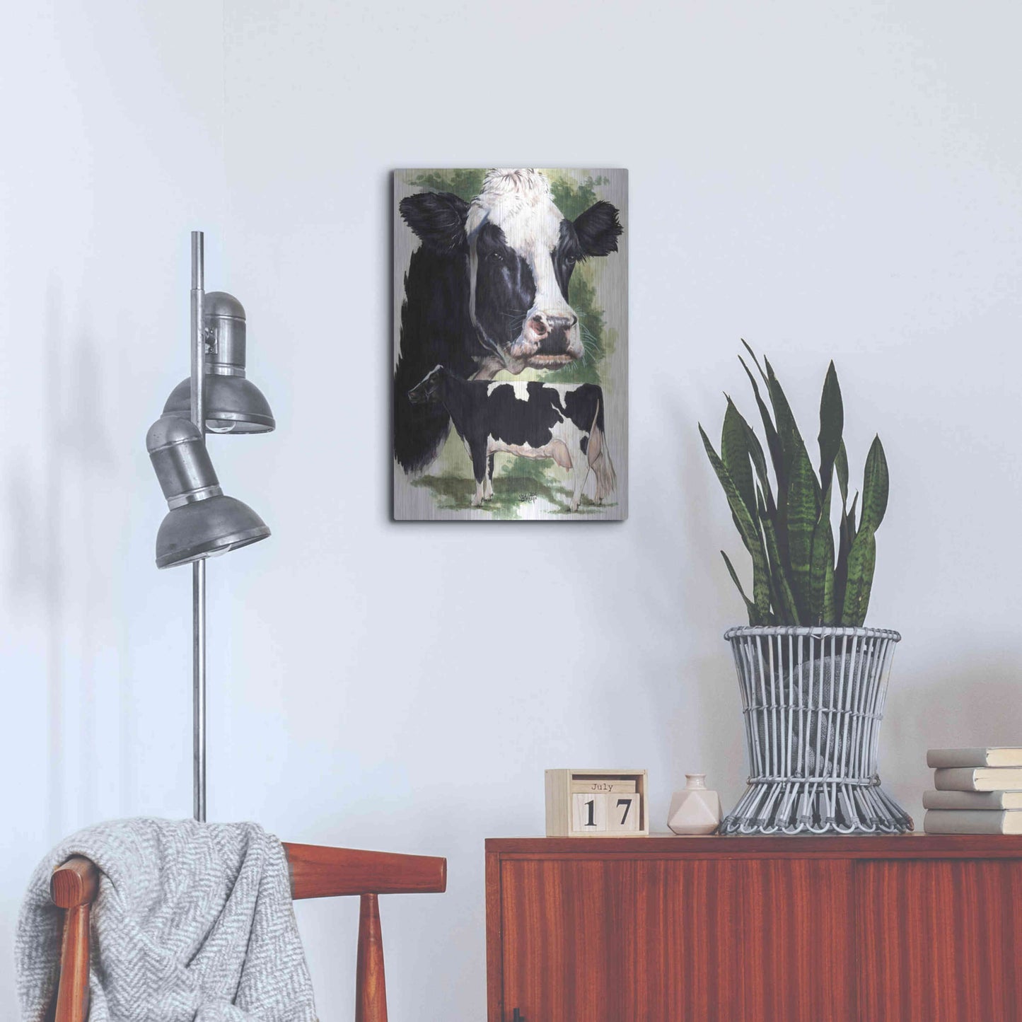 Luxe Metal Art 'Holstein Cow' by Barbara Keith, Metal Wall Art,16x24
