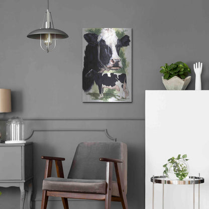 Luxe Metal Art 'Holstein Cow' by Barbara Keith, Metal Wall Art,16x24