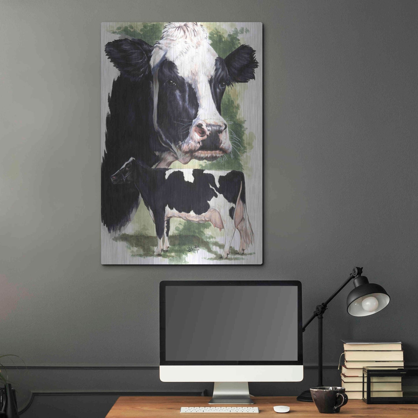 Luxe Metal Art 'Holstein Cow' by Barbara Keith, Metal Wall Art,24x36