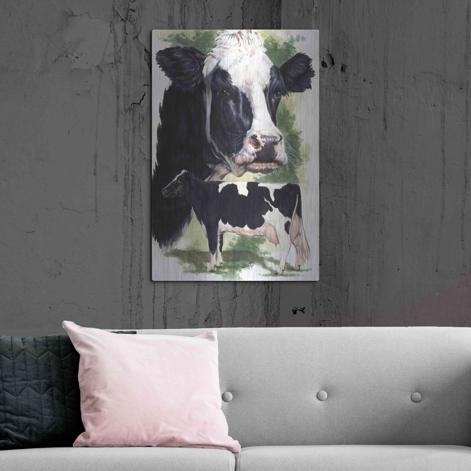 Luxe Metal Art 'Holstein Cow' by Barbara Keith, Metal Wall Art,24x36