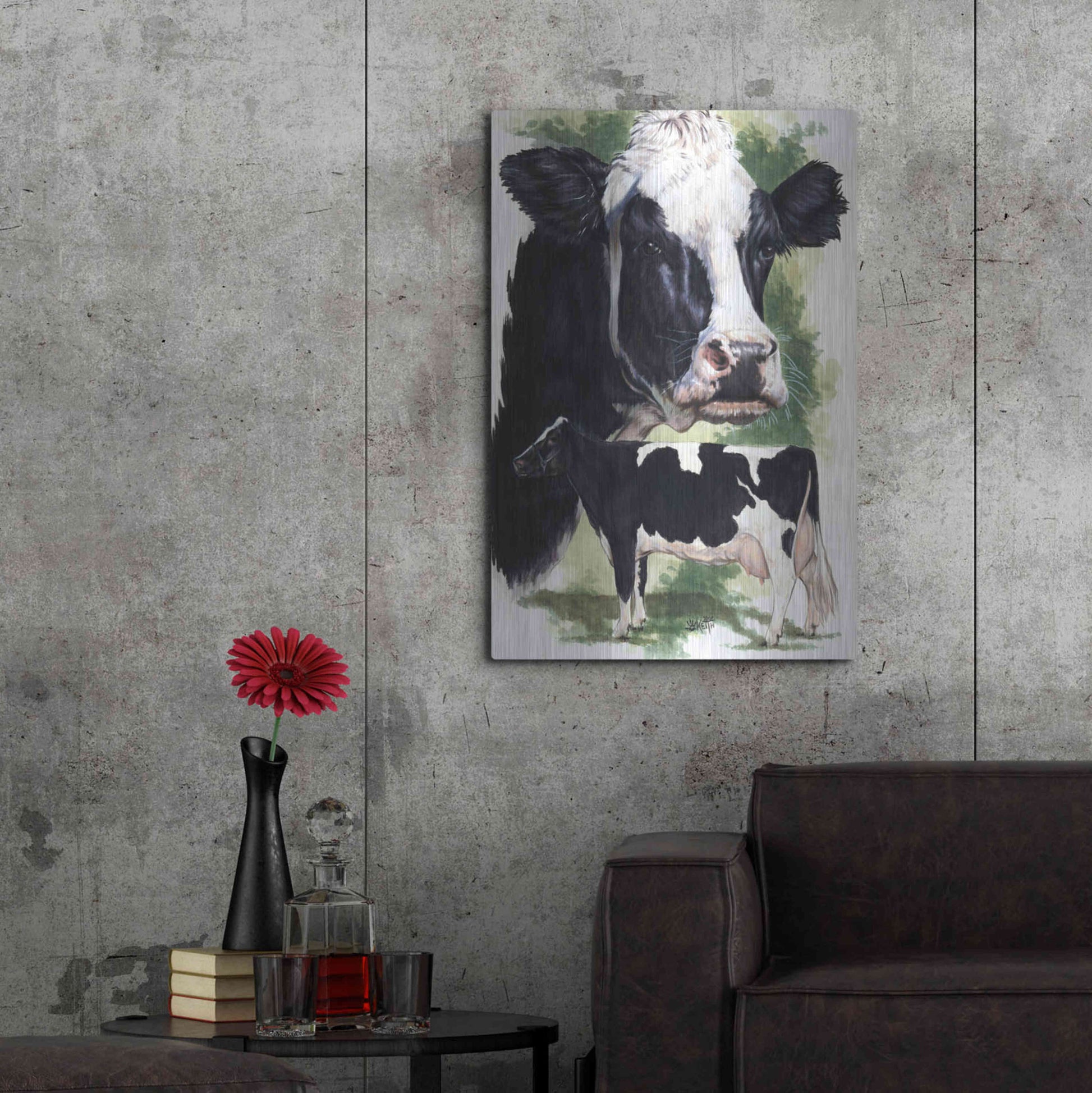 Luxe Metal Art 'Holstein Cow' by Barbara Keith, Metal Wall Art,24x36