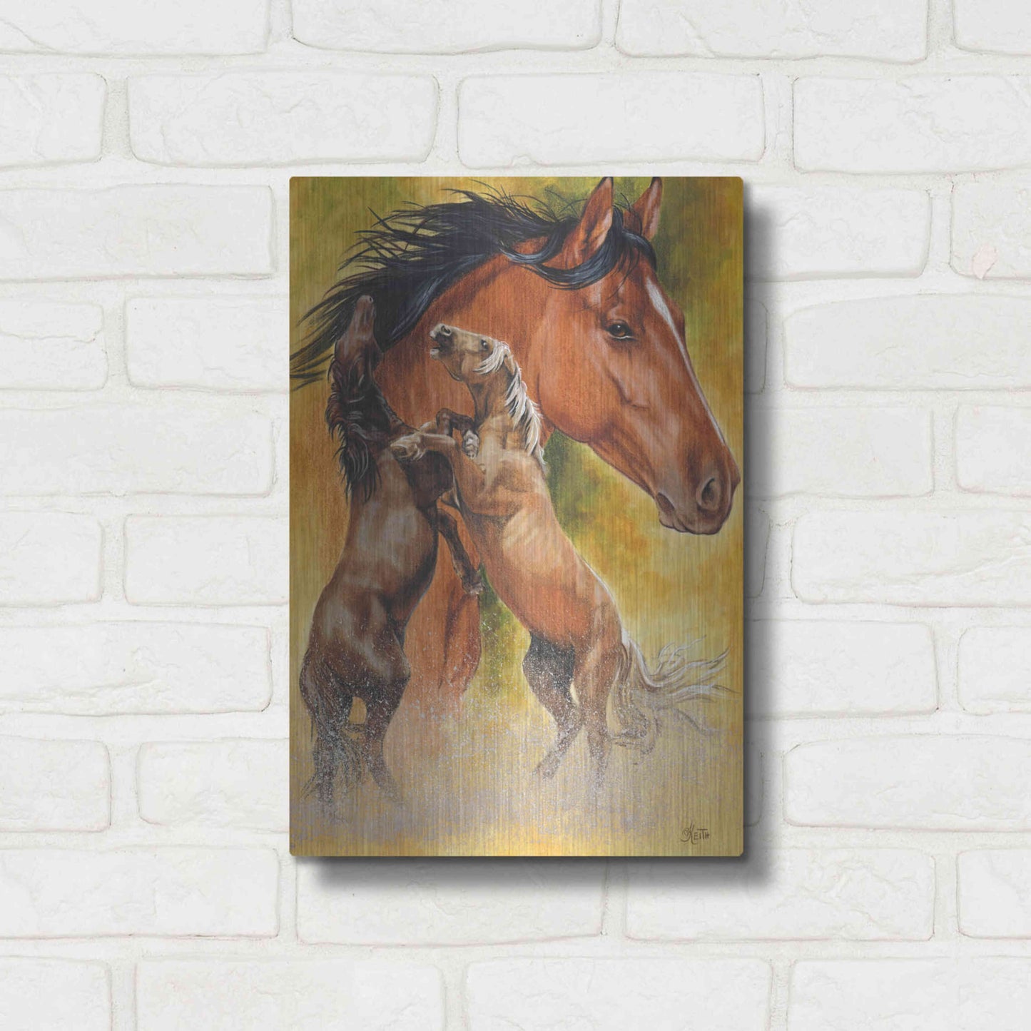 Luxe Metal Art 'Mustang' by Barbara Keith, Metal Wall Art,12x16