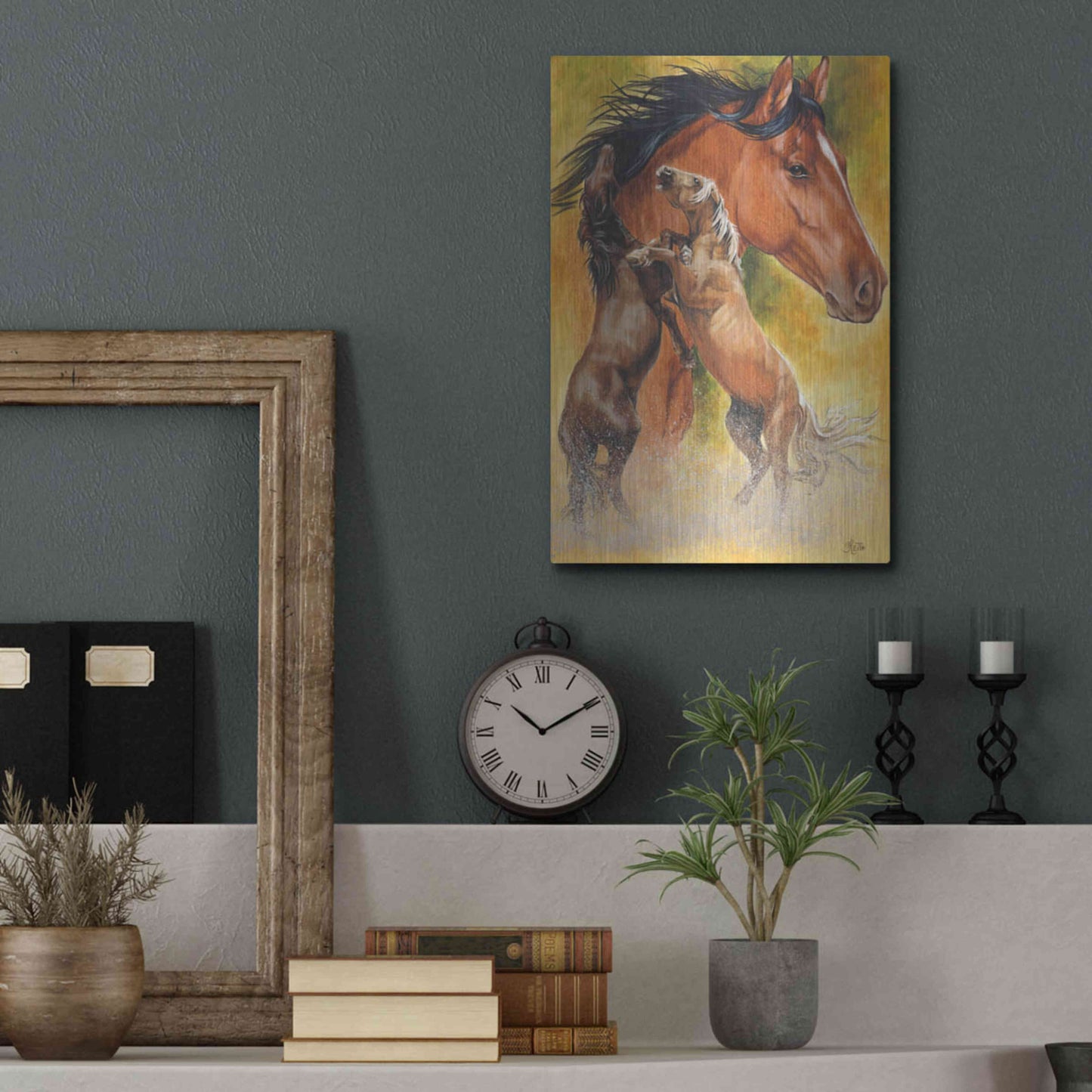 Luxe Metal Art 'Mustang' by Barbara Keith, Metal Wall Art,12x16