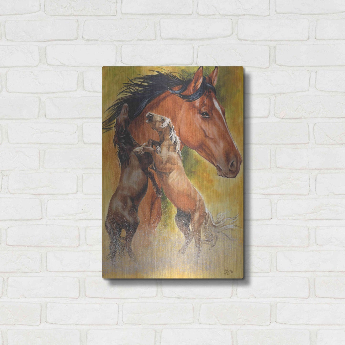 Luxe Metal Art 'Mustang' by Barbara Keith, Metal Wall Art,16x24