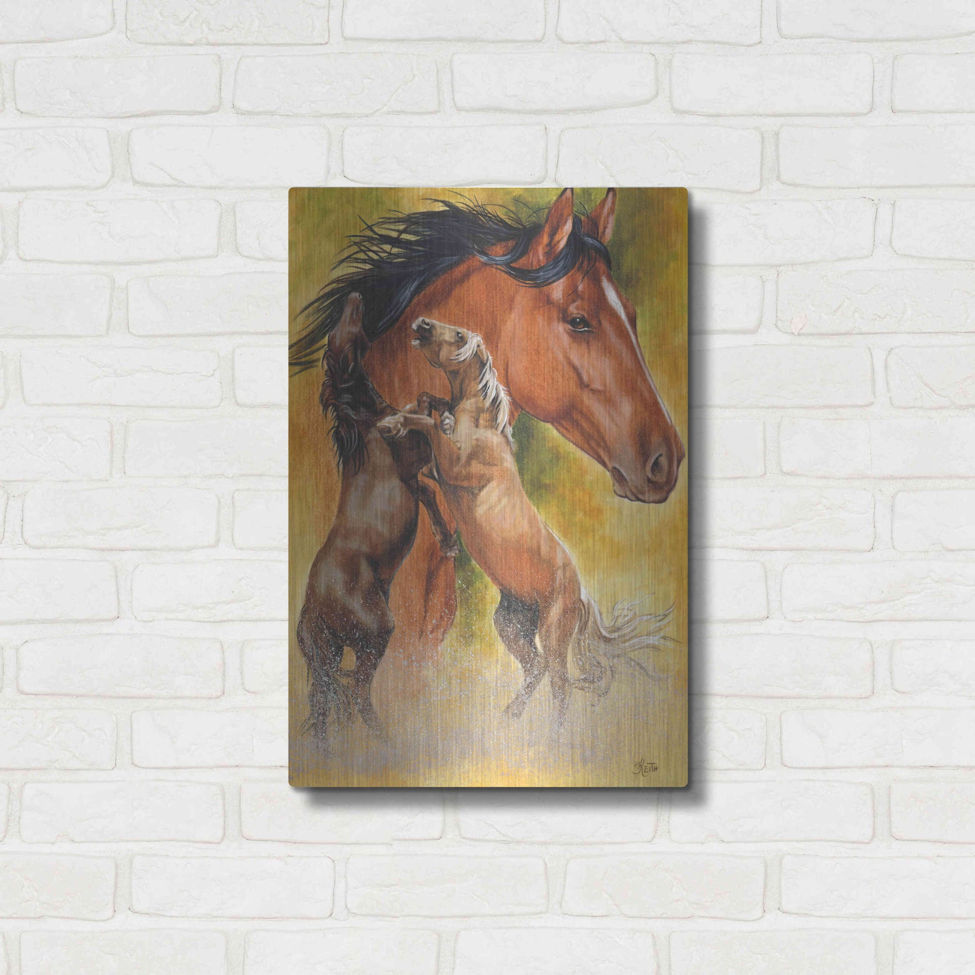 Luxe Metal Art 'Mustang' by Barbara Keith, Metal Wall Art,16x24