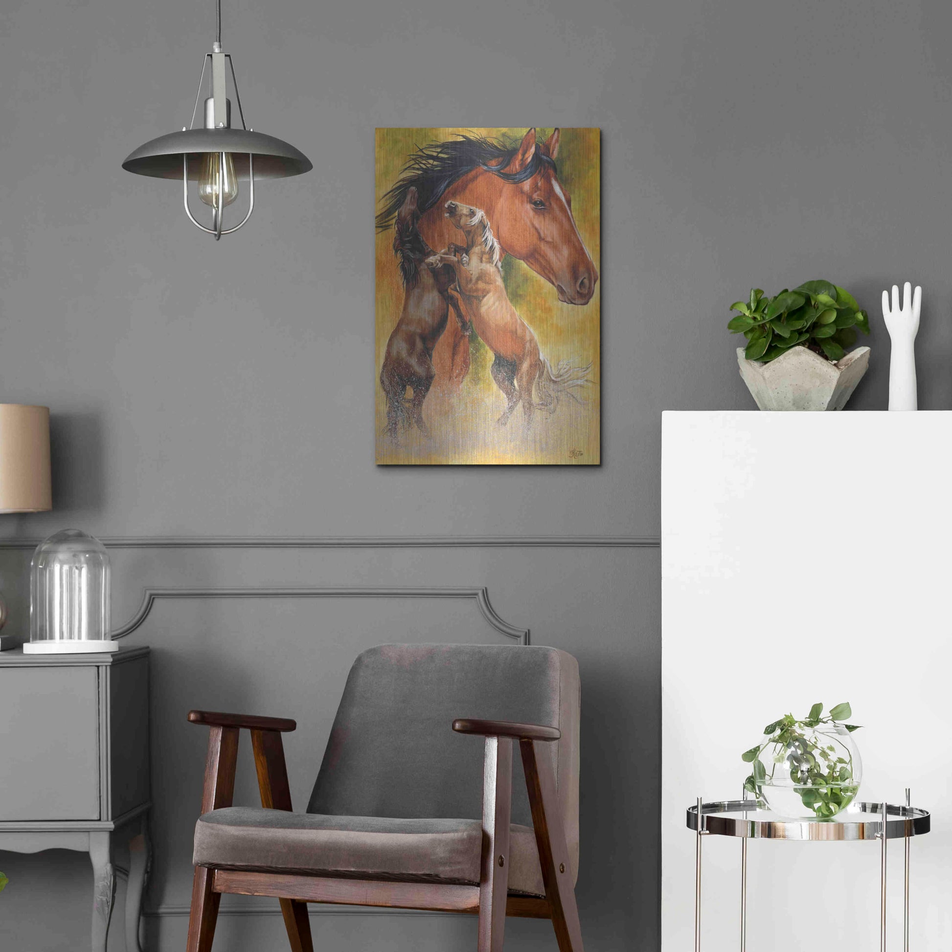 Luxe Metal Art 'Mustang' by Barbara Keith, Metal Wall Art,16x24