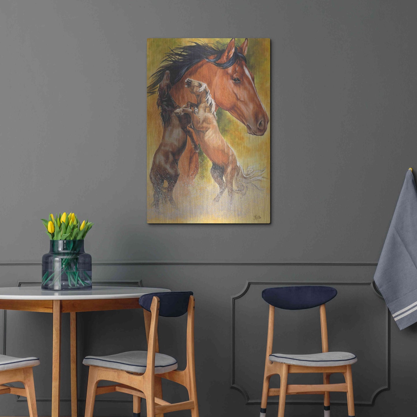 Luxe Metal Art 'Mustang' by Barbara Keith, Metal Wall Art,24x36