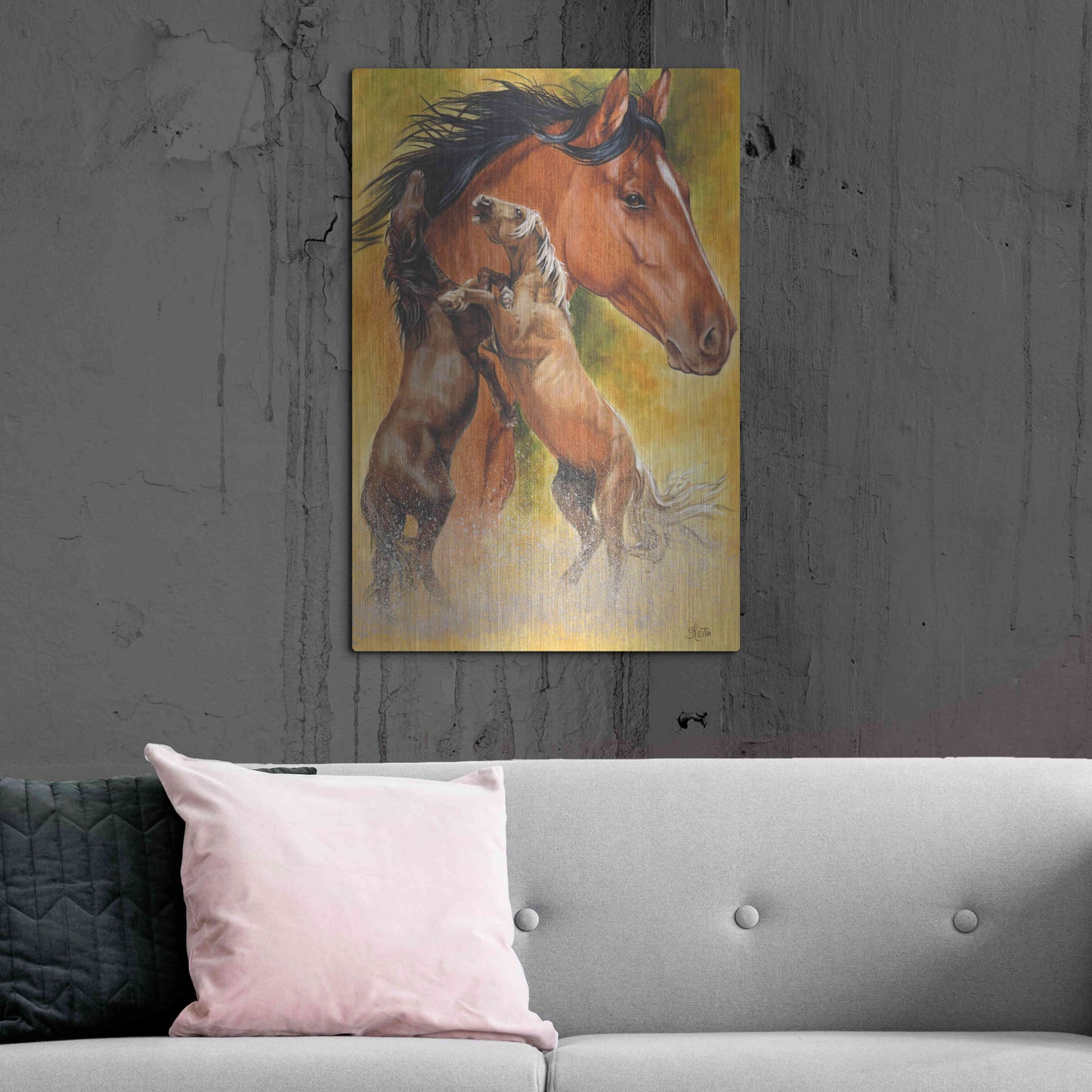 Luxe Metal Art 'Mustang' by Barbara Keith, Metal Wall Art,24x36