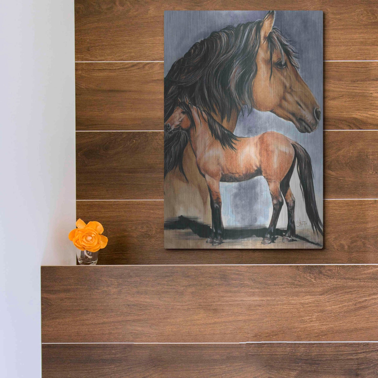 Luxe Metal Art 'Kiger Mustang' by Barbara Keith, Metal Wall Art,12x16