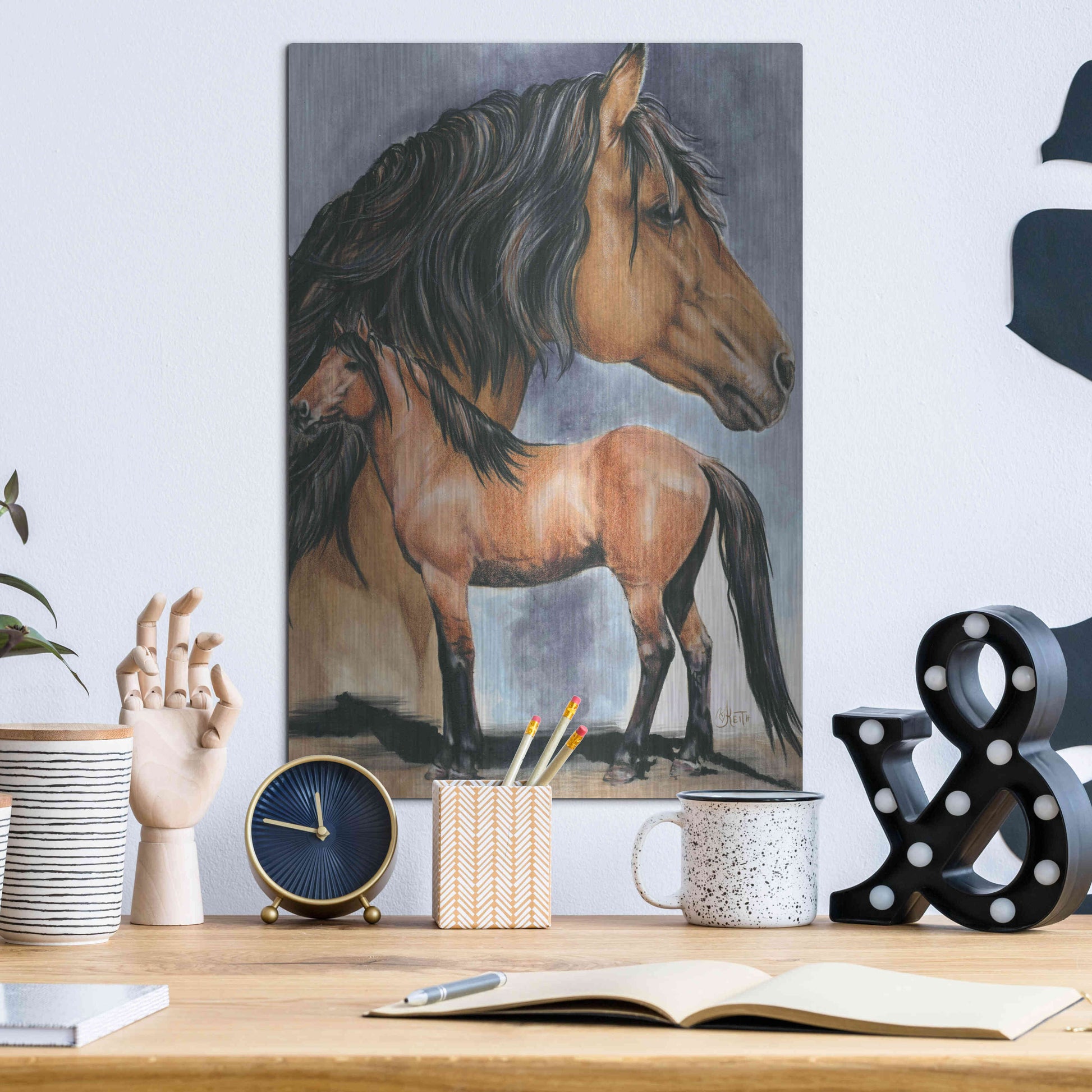 Luxe Metal Art 'Kiger Mustang' by Barbara Keith, Metal Wall Art,12x16