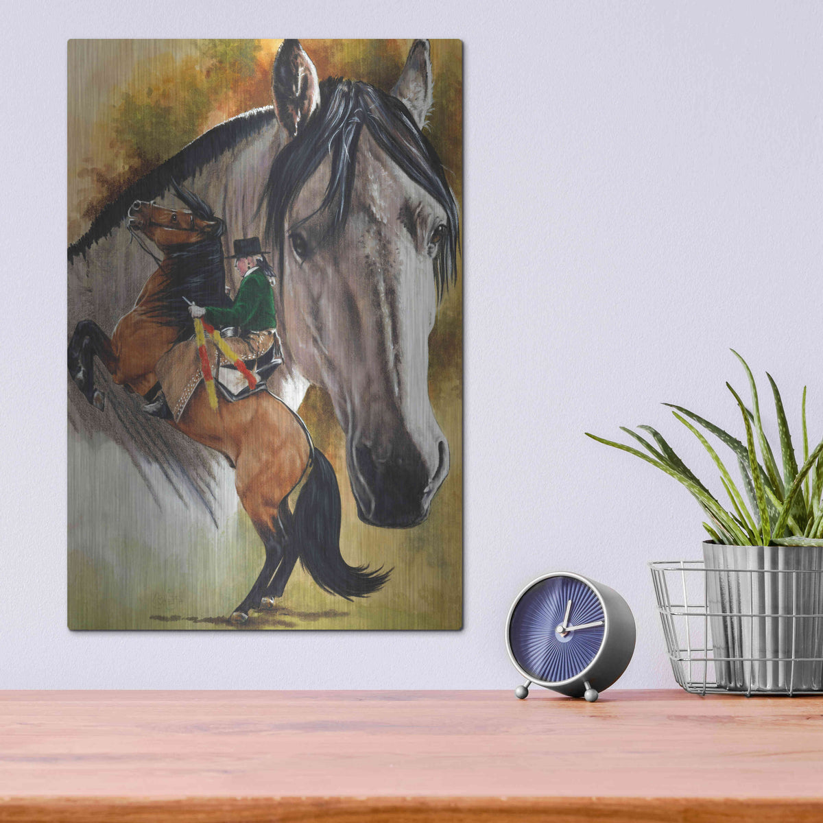 Luxe Metal Art 'Lusitano' by Barbara Keith, Metal Wall Art,12x16