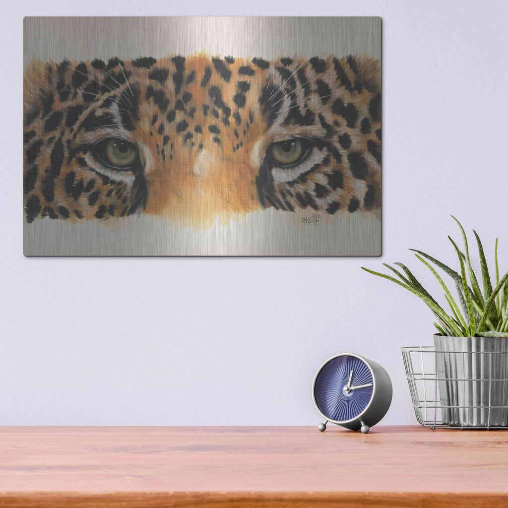 Luxe Metal Art 'Eye-Catching Jaguar' by Barbara Keith, Metal Wall Art,16x12