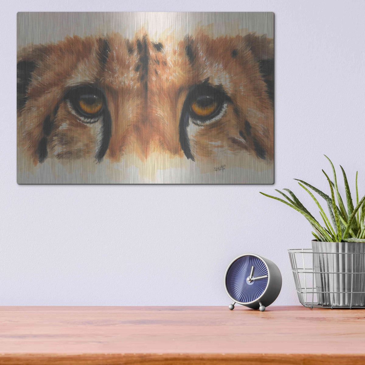 Luxe Metal Art 'Eye- Catching Cheetah' by Barbara Keith, Metal Wall Art,16x12
