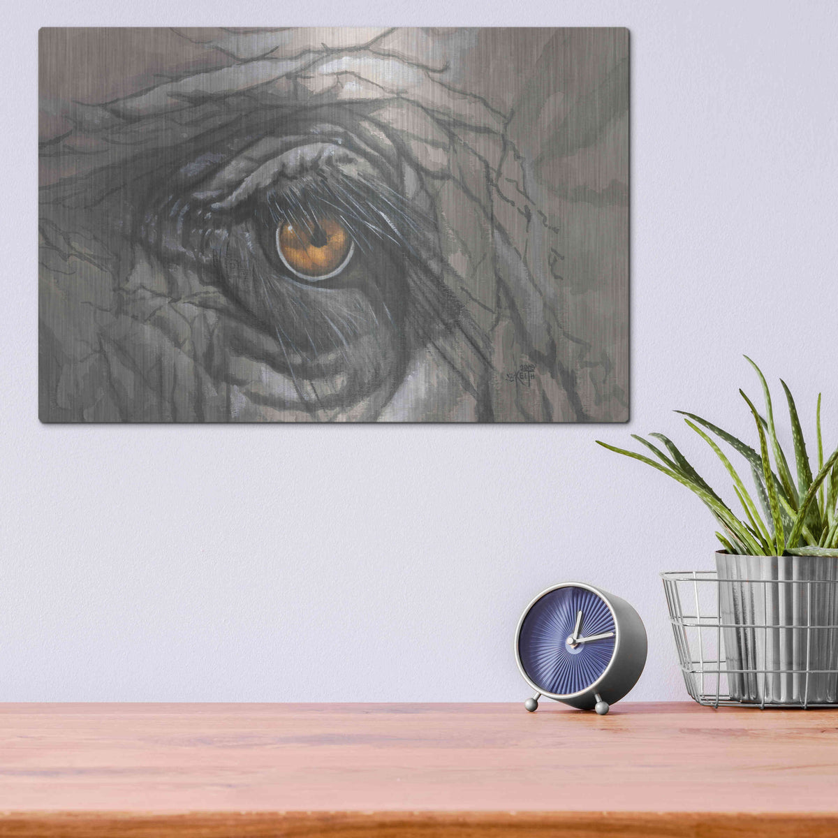 Luxe Metal Art 'Eye-Catching Elephant' by Barbara Keith, Metal Wall Art,16x12