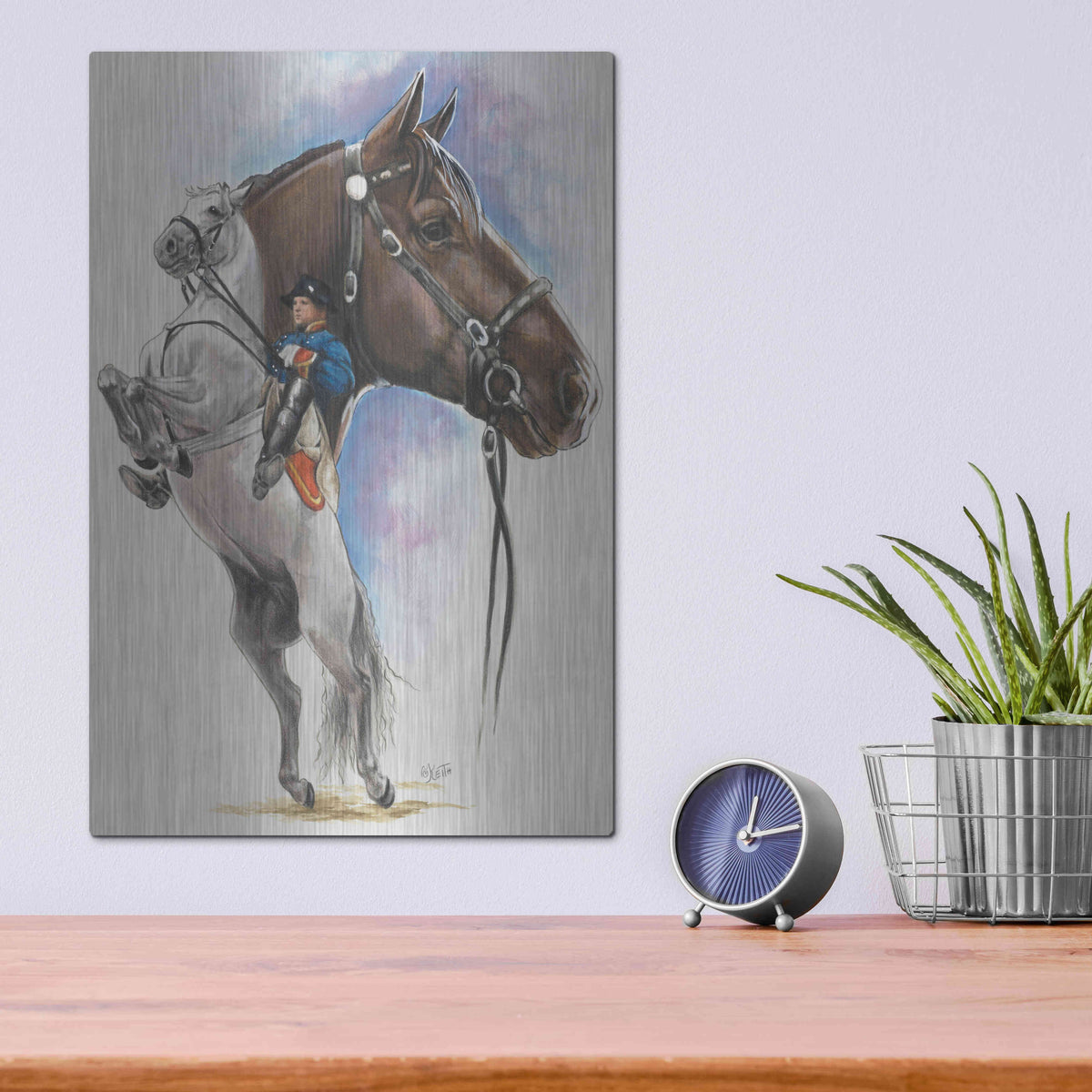 Luxe Metal Art 'Lippizaner' by Barbara Keith, Metal Wall Art,12x16