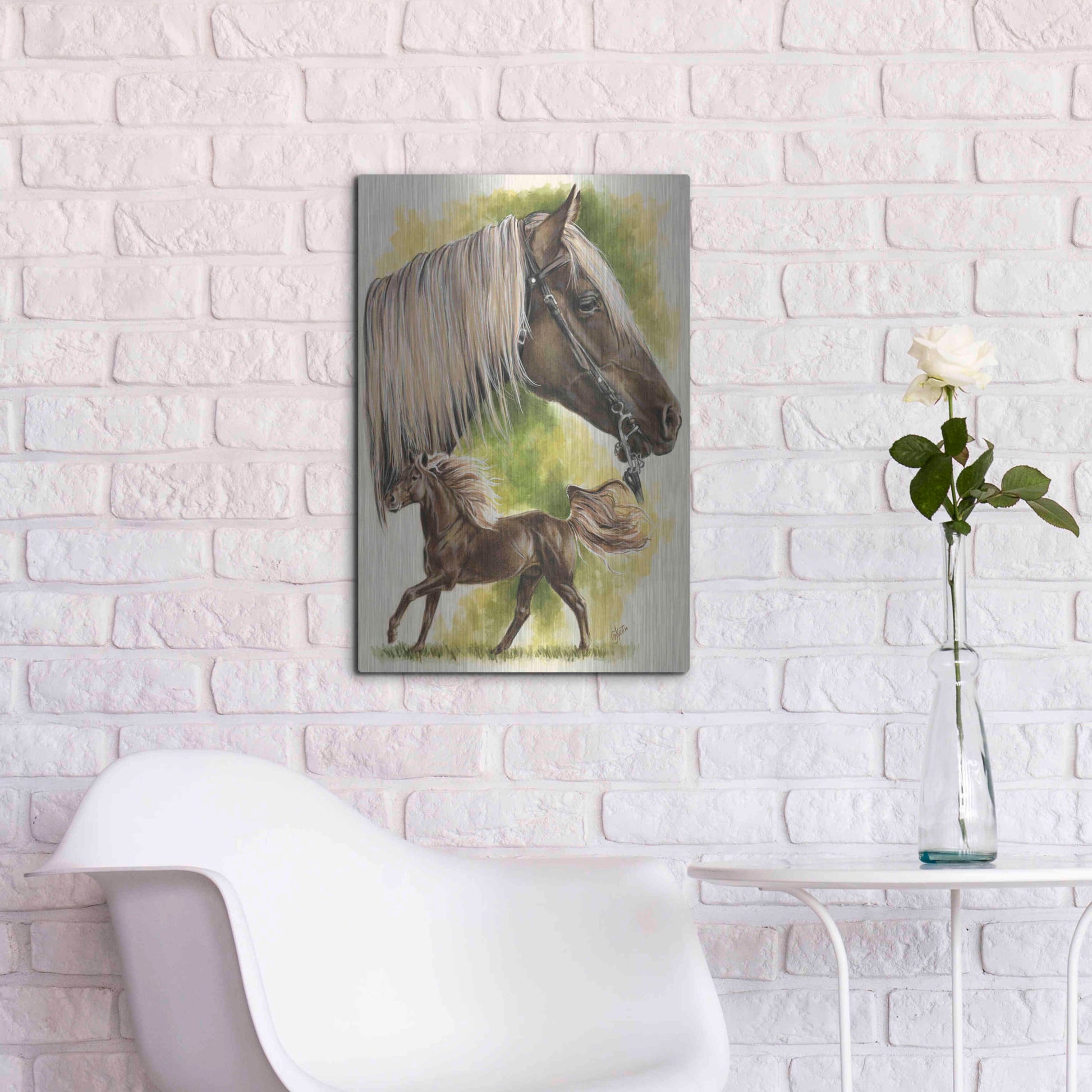 Luxe Metal Art 'Rocky Mountain Horse' by Barbara Keith, Metal Wall Art,16x24