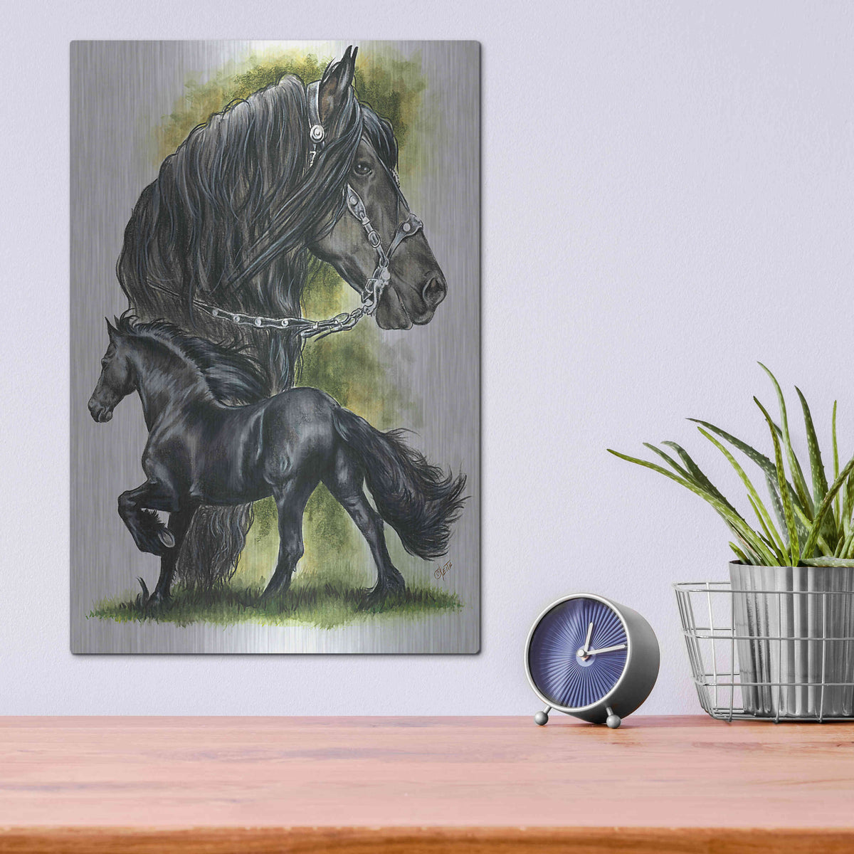 Luxe Metal Art 'Fresian' by Barbara Keith, Metal Wall Art,12x16