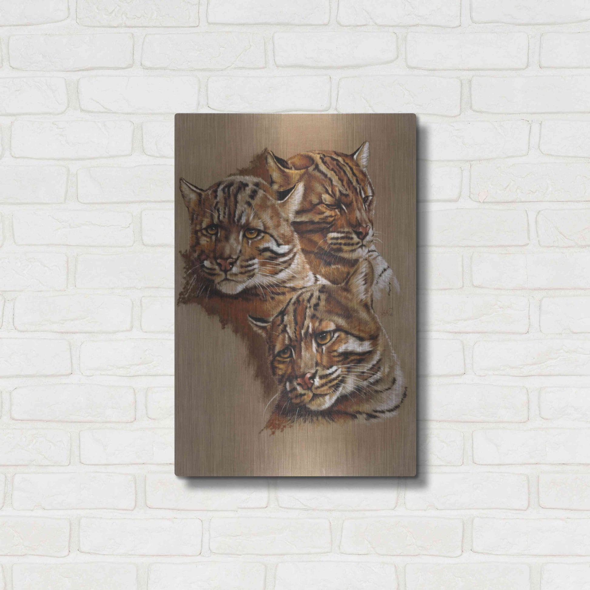 Luxe Metal Art 'Fire Cat' by Barbara Keith, Metal Wall Art,16x24